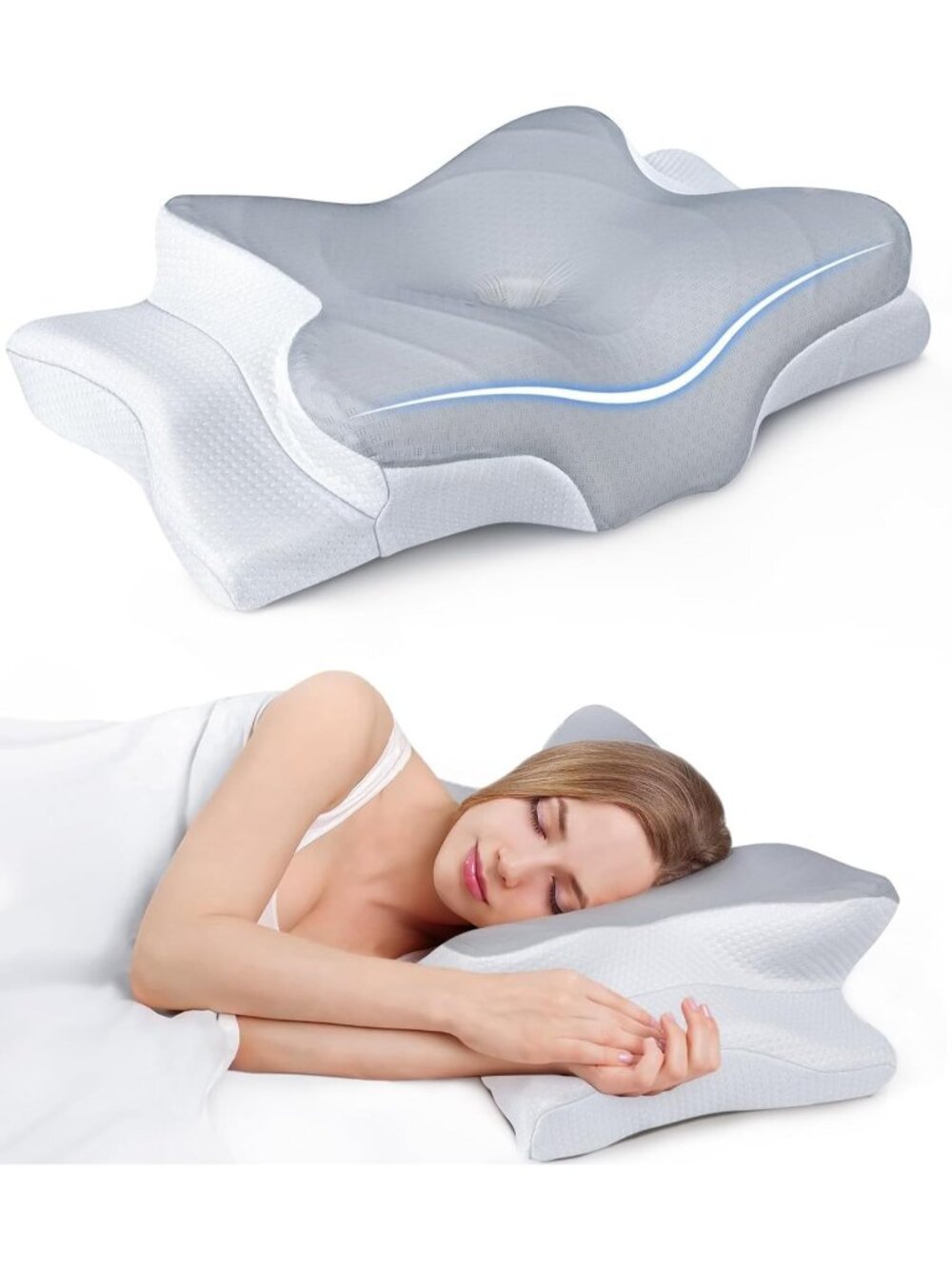 〽️Ultra Pain Relief Cooling Pillow Neck Support Adjustable Cervical Memory Foam
